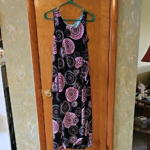 Robbie Bee Black and Pink Maxi Dress